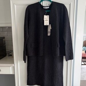 Zara Charcoal Skirt and Blazer Set